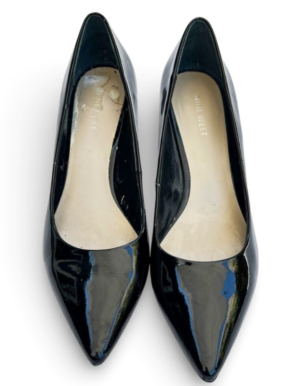 Nine West Black Patent Leather Pumps Pointed Toe Y2K Soft Grunge Polished 8.5 - Picture 2 of 12